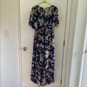 Bailey Blue High Low Sundress in Blue with Dolman Sleeves